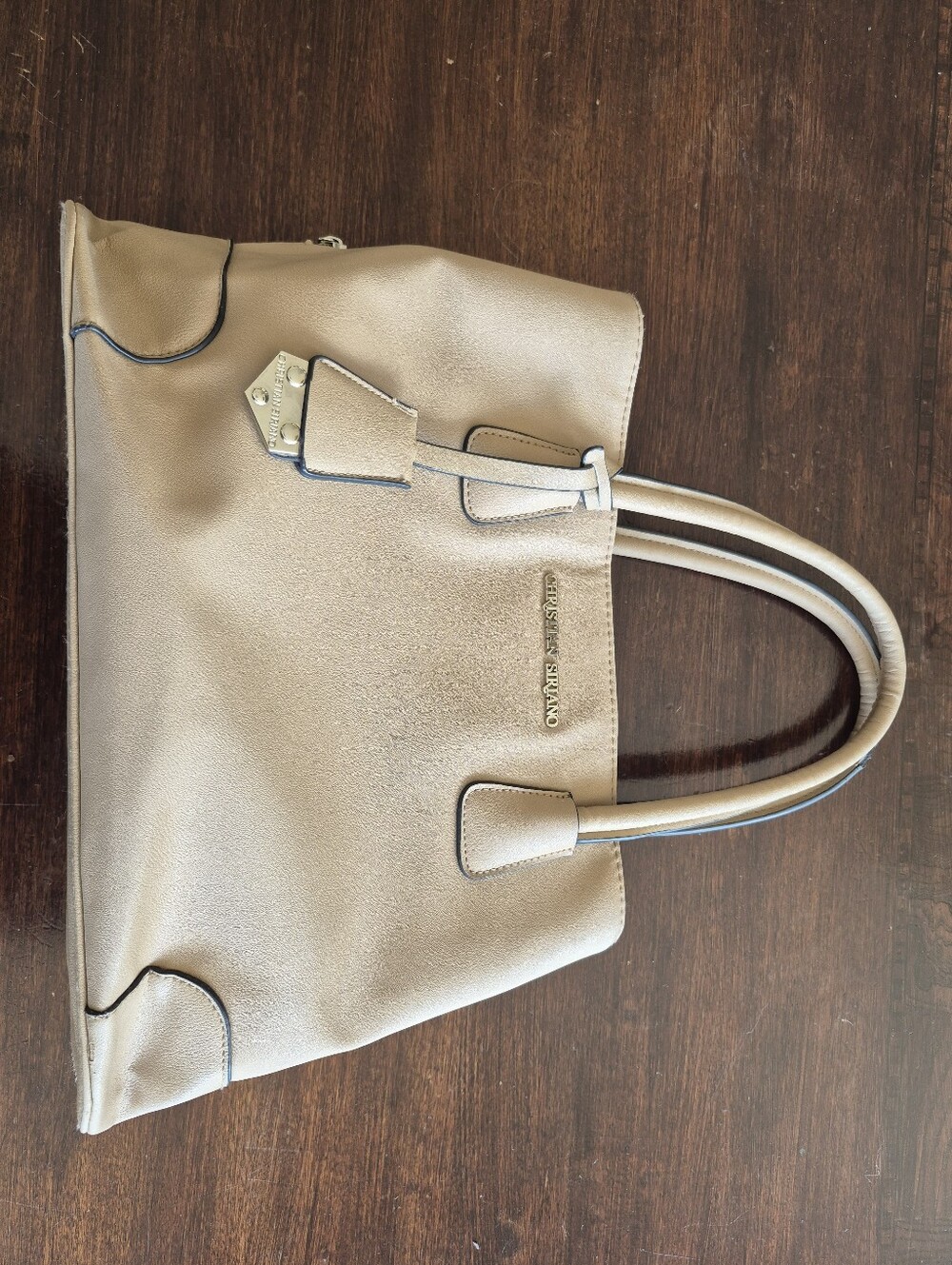 Christian Siriano Taupe Tote Bag with Gold Hardware